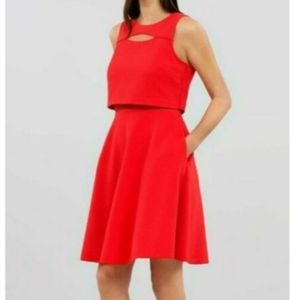 Rachel Roy Cutout A Line Textured Sleeveless Dress